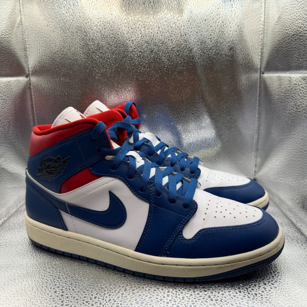Size 11 Air‎ Jordan 1 Mid French Blue Womens Lace-Up Athletic Shoes BQ6472-146